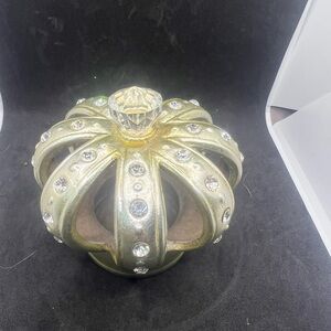 Gold Decorative Crown Tea Light with Crystal Accents